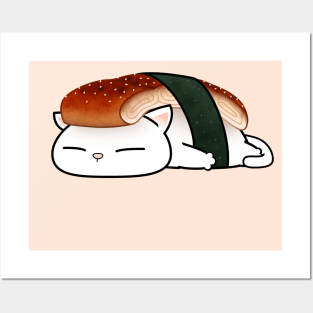 Chubby Cat Unagi Sushi Posters and Art